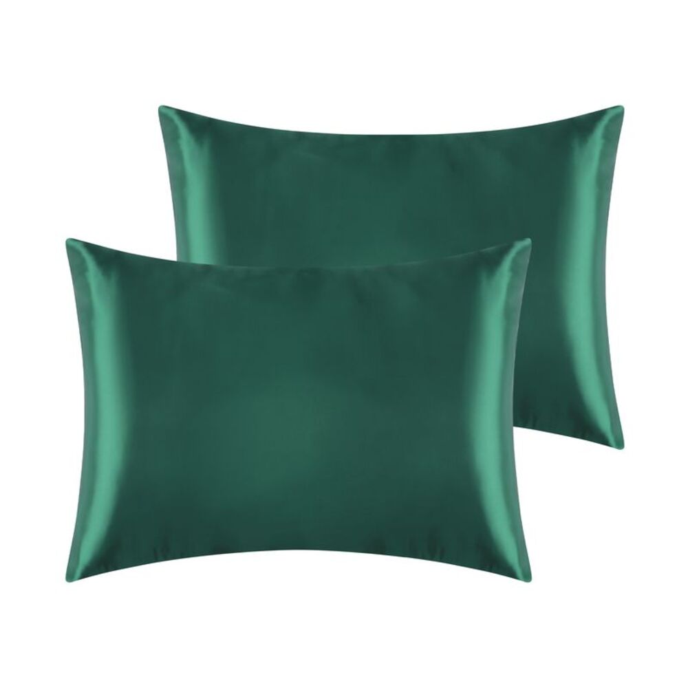 2pcs Satin Pillowcases Breathable and Soft with Envelope Closure Green